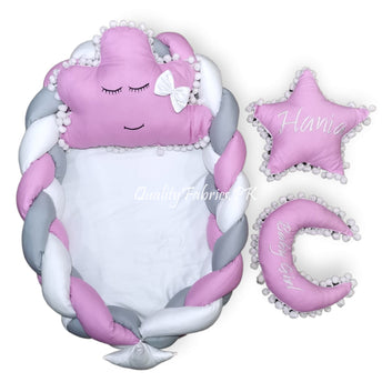 Customized Name Braided - Snuggle Bed with Cloud Set