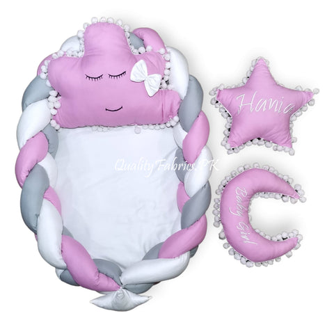 Customized Name Braided - Snuggle Bed with Cloud Set