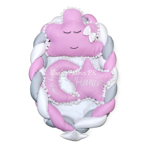 Customized Name Braided - Snuggle Bed with Cloud Set