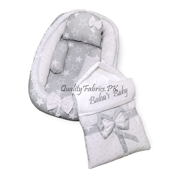 Grey Stars Theme Snuggle Set with Name