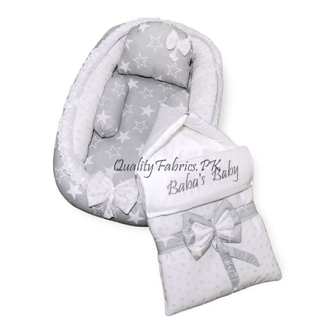 Grey Stars Theme Snuggle Set with Name