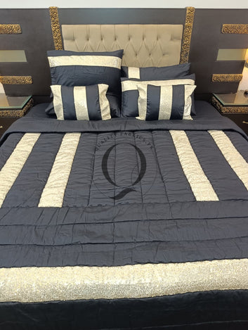 CS-784: BRIDAL 8 PIECE COMFORTER SET (Cotton Satin & Sequence)