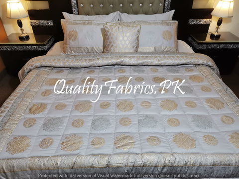 CS-341: BRIDAL 8 PIECE COMFORTER SET (Block Printing & Cotton Satin)
