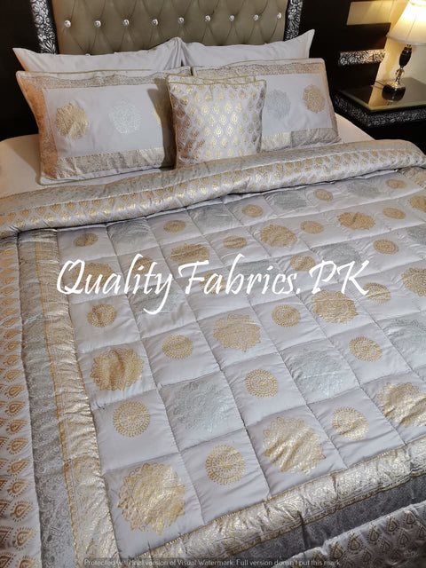 CS-341: BRIDAL 8 PIECE COMFORTER SET (Block Printing & Cotton Satin)