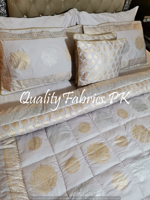 CS-341: BRIDAL 8 PIECE COMFORTER SET (Block Printing & Cotton Satin)