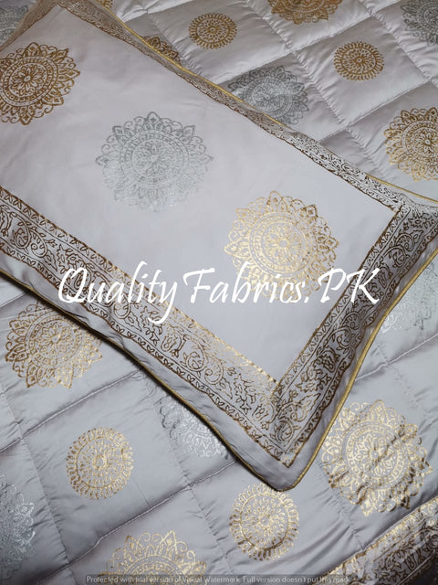 CS-341: BRIDAL 8 PIECE COMFORTER SET (Block Printing & Cotton Satin)