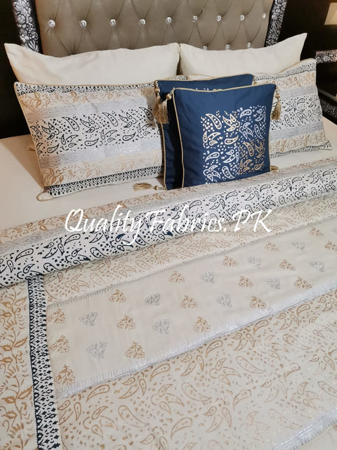 CS-346: BRIDAL 8 PIECE COMFORTER SET (Block Printing & Cotton Satin)