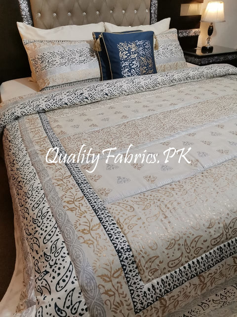 CS-346: BRIDAL 8 PIECE COMFORTER SET (Block Printing & Cotton Satin)