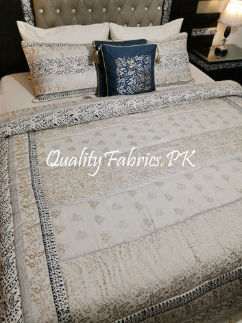 CS-346: BRIDAL 8 PIECE COMFORTER SET (Block Printing & Cotton Satin)