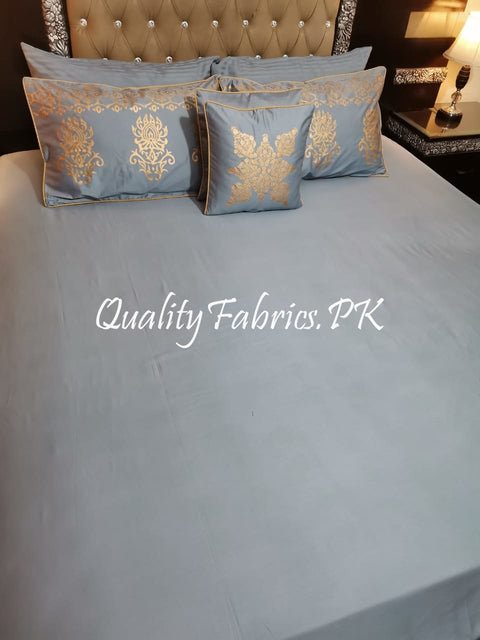 CS-395: BRIDAL 8 PIECE COMFORTER SET (Block Printing & Satin)