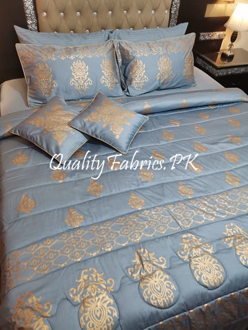 CS-395: BRIDAL 8 PIECE COMFORTER SET (Block Printing & Satin)