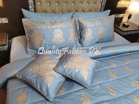 CS-395: BRIDAL 8 PIECE COMFORTER SET (Block Printing & Satin)