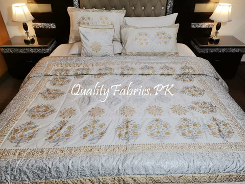 CS-404: BRIDAL 8 PIECE COMFORTER SET (Block Printing & Satin)