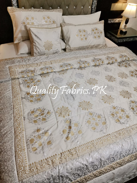 CS-404: BRIDAL 8 PIECE COMFORTER SET (Block Printing & Satin)