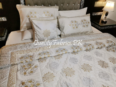 CS-404: BRIDAL 8 PIECE COMFORTER SET (Block Printing & Satin)
