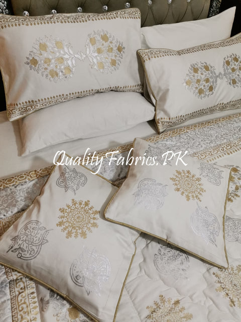 CS-404: BRIDAL 8 PIECE COMFORTER SET (Block Printing & Satin)