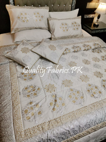 CS-404: BRIDAL 8 PIECE COMFORTER SET (Block Printing & Satin)
