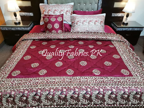 CS-405: BRIDAL 8 PIECE COMFORTER SET (Block Printing & Cotton Satin)