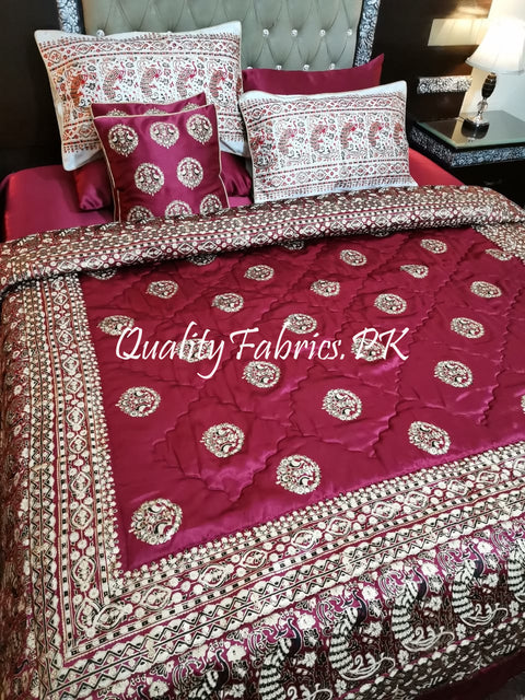 CS-405: BRIDAL 8 PIECE COMFORTER SET (Block Printing & Cotton Satin)