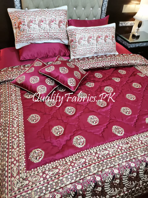 CS-405: BRIDAL 8 PIECE COMFORTER SET (Block Printing & Cotton Satin)
