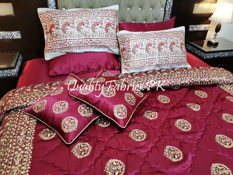 CS-405: BRIDAL 8 PIECE COMFORTER SET (Block Printing & Cotton Satin)