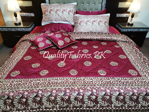 CS-405: BRIDAL 8 PIECE COMFORTER SET (Block Printing & Cotton Satin)