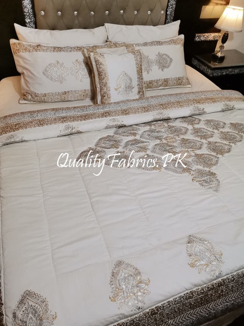CS-428: BRIDAL 8 PIECE COMFORTER SET (Block Printing & Cotton Satin Premium Quality)
