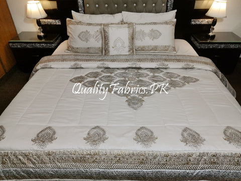 CS-428: BRIDAL 8 PIECE COMFORTER SET (Block Printing & Cotton Satin Premium Quality)