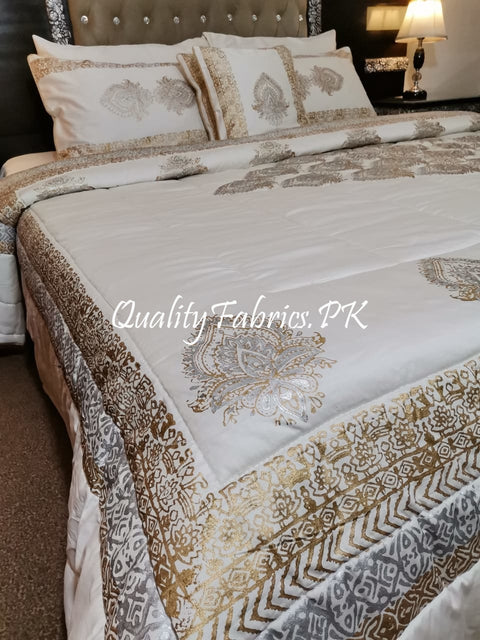 CS-428: BRIDAL 8 PIECE COMFORTER SET (Block Printing & Cotton Satin Premium Quality)