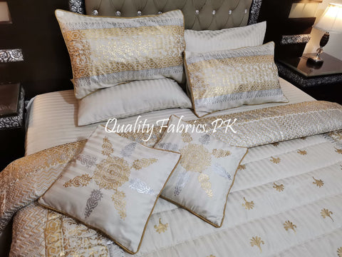 CS-478: Bridal 8 Piece Comforter Set (Block Printing & Premium Quality Cotton Satin)