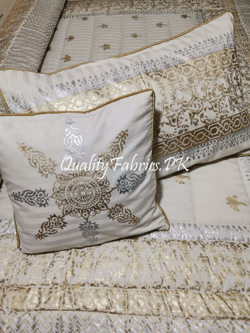 CS-478: Bridal 8 Piece Comforter Set (Block Printing & Premium Quality Cotton Satin)