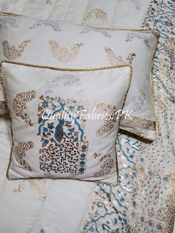 CS-496: Bridal 8 Piece Comforter Set (Block Printing & Premium Quality Cotton Satin)