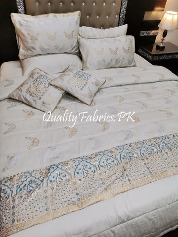 CS-496: Bridal 8 Piece Comforter Set (Block Printing & Premium Quality Cotton Satin)