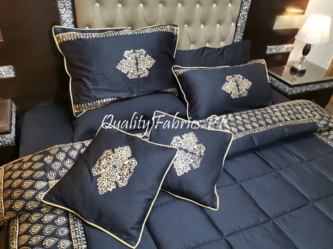 CS-497: Bridal 8 Piece Comforter Set (Block Printing & Premium Quality Cotton Satin)