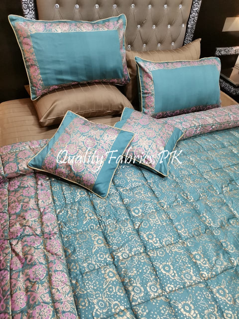 CS-502: Bridal 8 Piece Comforter Set (Block Printing & Premium Quality Cotton Satin)