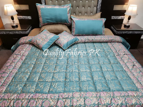 CS-502: Bridal 8 Piece Comforter Set (Block Printing & Premium Quality Cotton Satin)