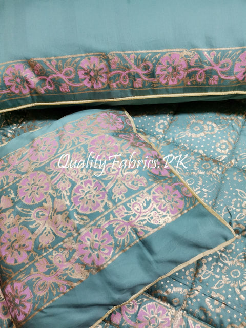 CS-502: Bridal 8 Piece Comforter Set (Block Printing & Premium Quality Cotton Satin)