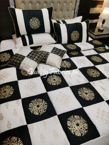 CS-504: Bridal 8 Piece Comforter Set (Block Printing & Premium Quality Cotton Satin)