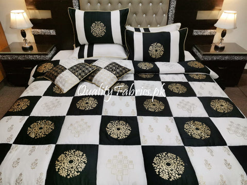 CS-504: Bridal 8 Piece Comforter Set (Block Printing & Premium Quality Cotton Satin)