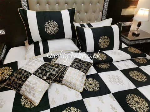 CS-504: Bridal 8 Piece Comforter Set (Block Printing & Premium Quality Cotton Satin)