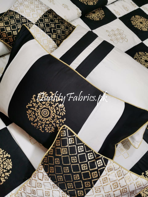 CS-504: Bridal 8 Piece Comforter Set (Block Printing & Premium Quality Cotton Satin)