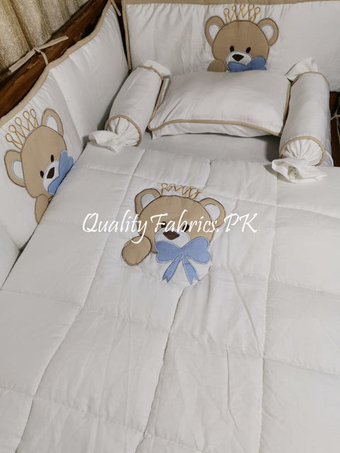 CS-548: Bear Theme Embroidered Cot Bedding Set