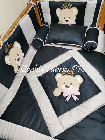 CS-565: Bear Theme Embroidered Cot Bedding Set