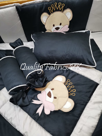 CS-565: Bear Theme Embroidered Cot Bedding Set