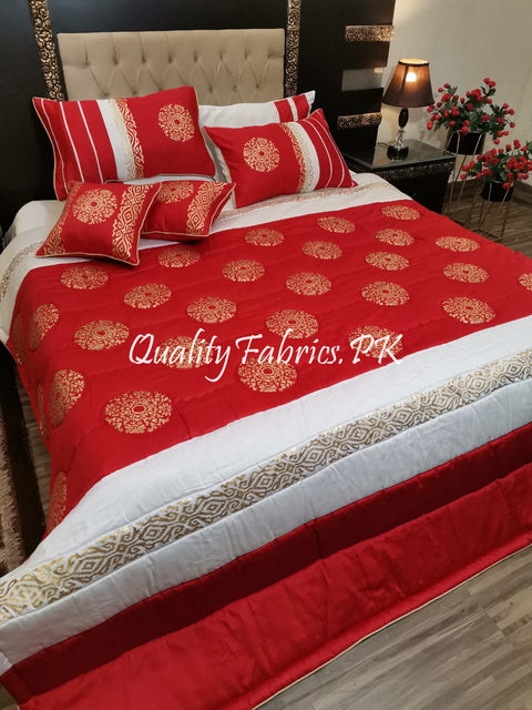 CS-586: Bridal 8 Piece Comforter Set (Block Printing & Premium Quality Cotton Satin)