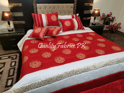 CS-586: Bridal 8 Piece Comforter Set (Block Printing & Premium Quality Cotton Satin)