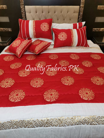 CS-586: Bridal 8 Piece Comforter Set (Block Printing & Premium Quality Cotton Satin)