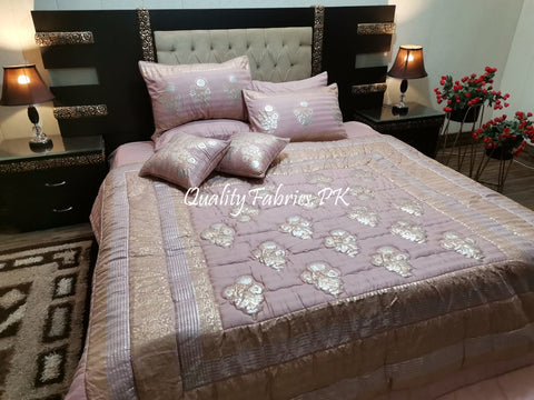 CS-601: Bridal 8 Piece Comforter Set (Block Printing & Premium Quality Cotton Satin)