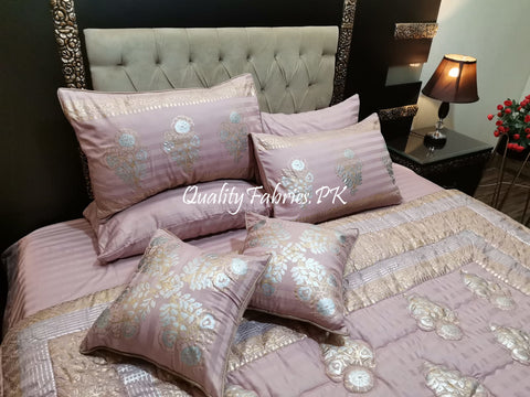 CS-601: Bridal 8 Piece Comforter Set (Block Printing & Premium Quality Cotton Satin)