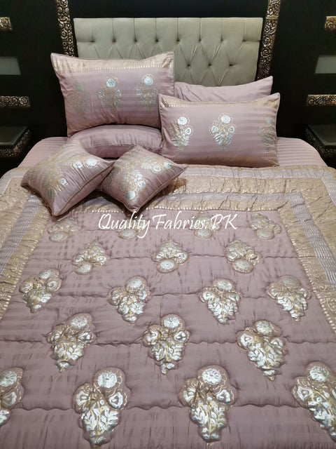 CS-601: Bridal 8 Piece Comforter Set (Block Printing & Premium Quality Cotton Satin)